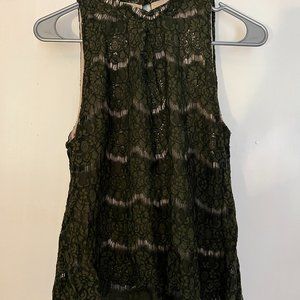 Forest green lace sleeveless top